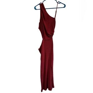 Hello Molly Bodycon Cut-Out High Slit Burgundy Midi Dress